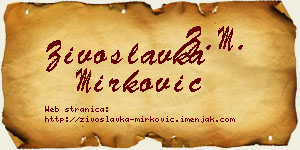 Živoslavka Mirković vizit kartica